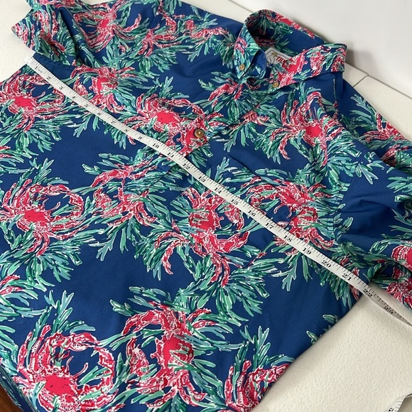 Chubbies Sz M The Nutter Short Sleeve Crab Print Shirt Blue Pink Summer EUC - Picture 8 of 12